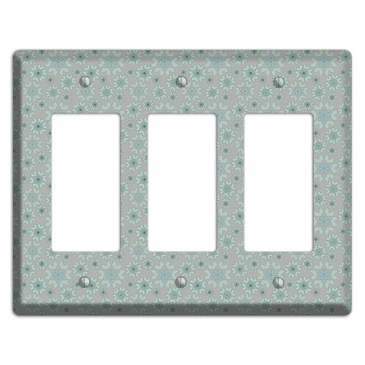 Grey with Tiny Aqua Retro Suzani 2 3 Rocker Wallplate