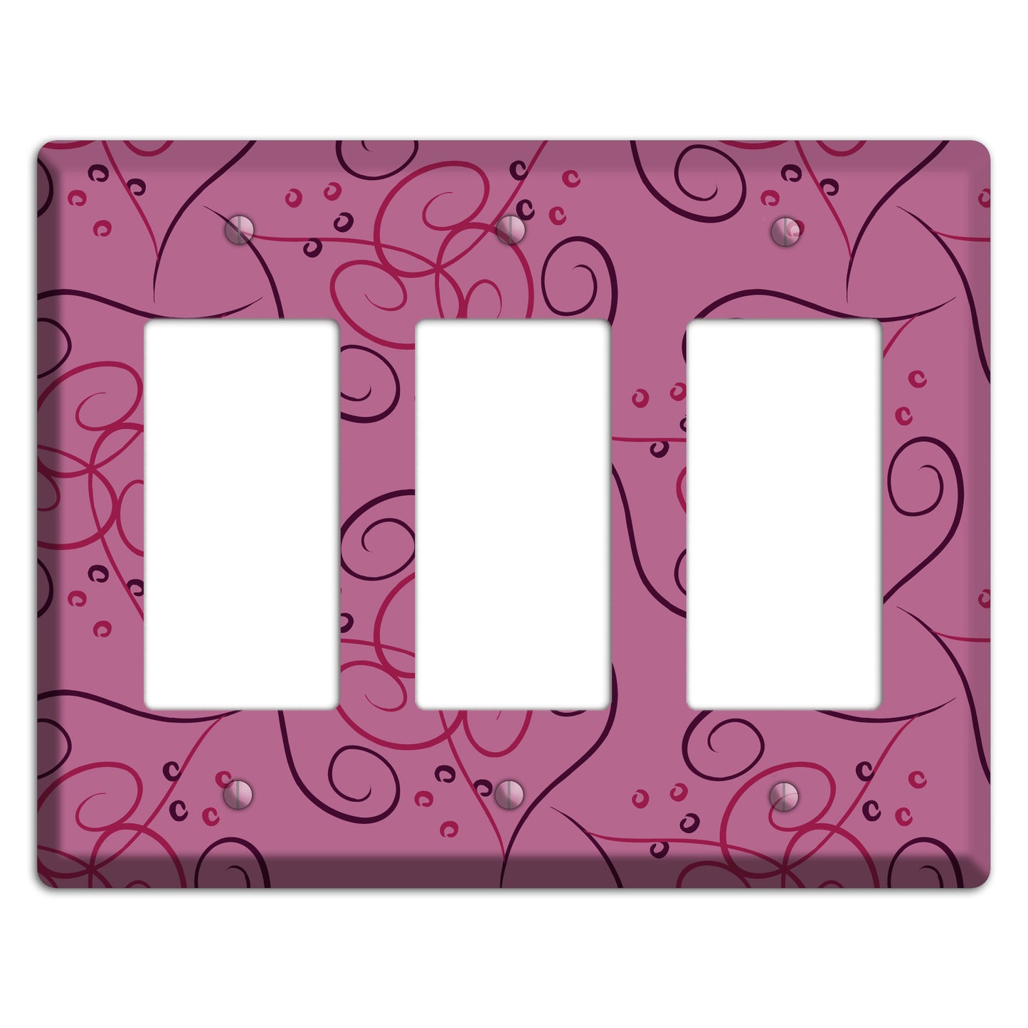 Pink Scroll Hearts 3 Rocker Wallplate