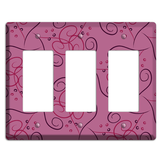 Pink Scroll Hearts 3 Rocker Wallplate