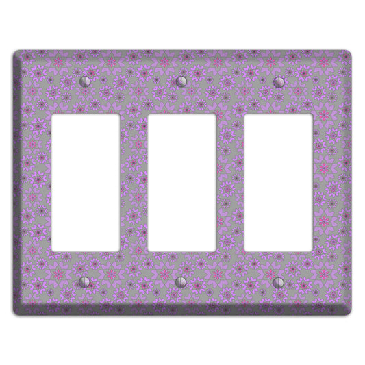 Grey with Tiny Purple Retro Suzani 2 3 Rocker Wallplate