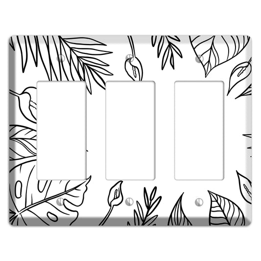 Hand-Drawn Leaves 1 3 Rocker Wallplate