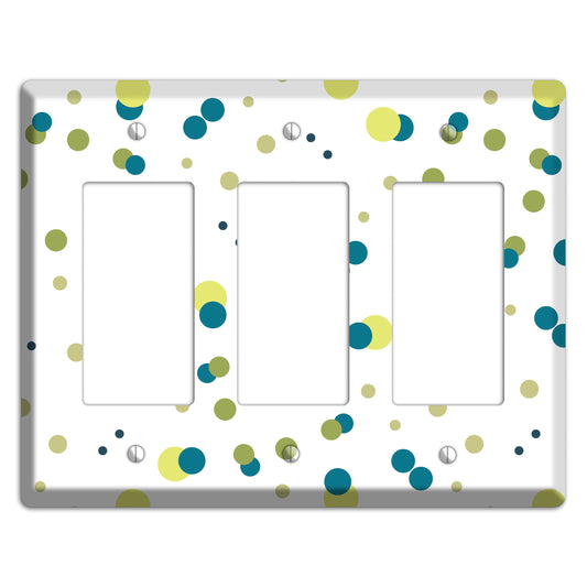 Multi Olive and Jade Small Dots 3 Rocker Wallplate