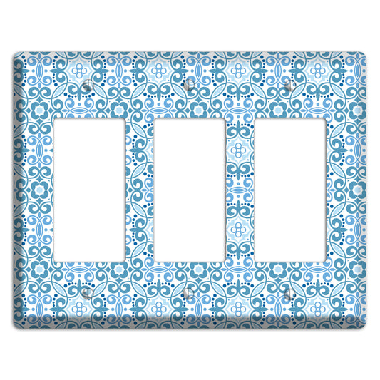 Multi Blue Foulard 3 Rocker Wallplate