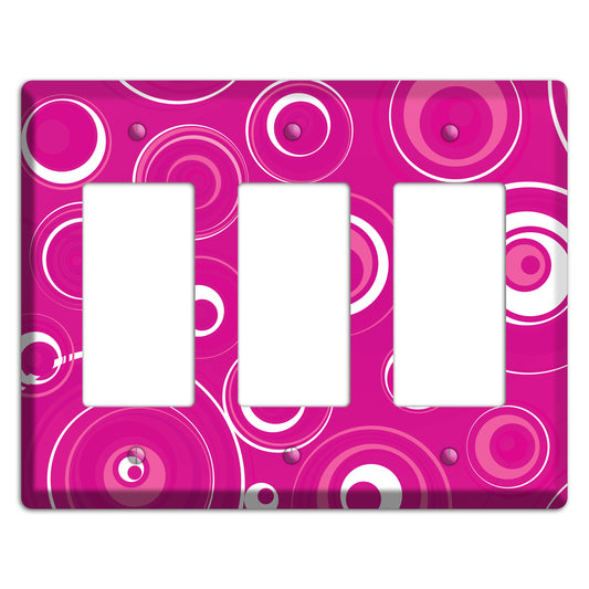 Dark Pink Circles 3 Rocker Wallplate