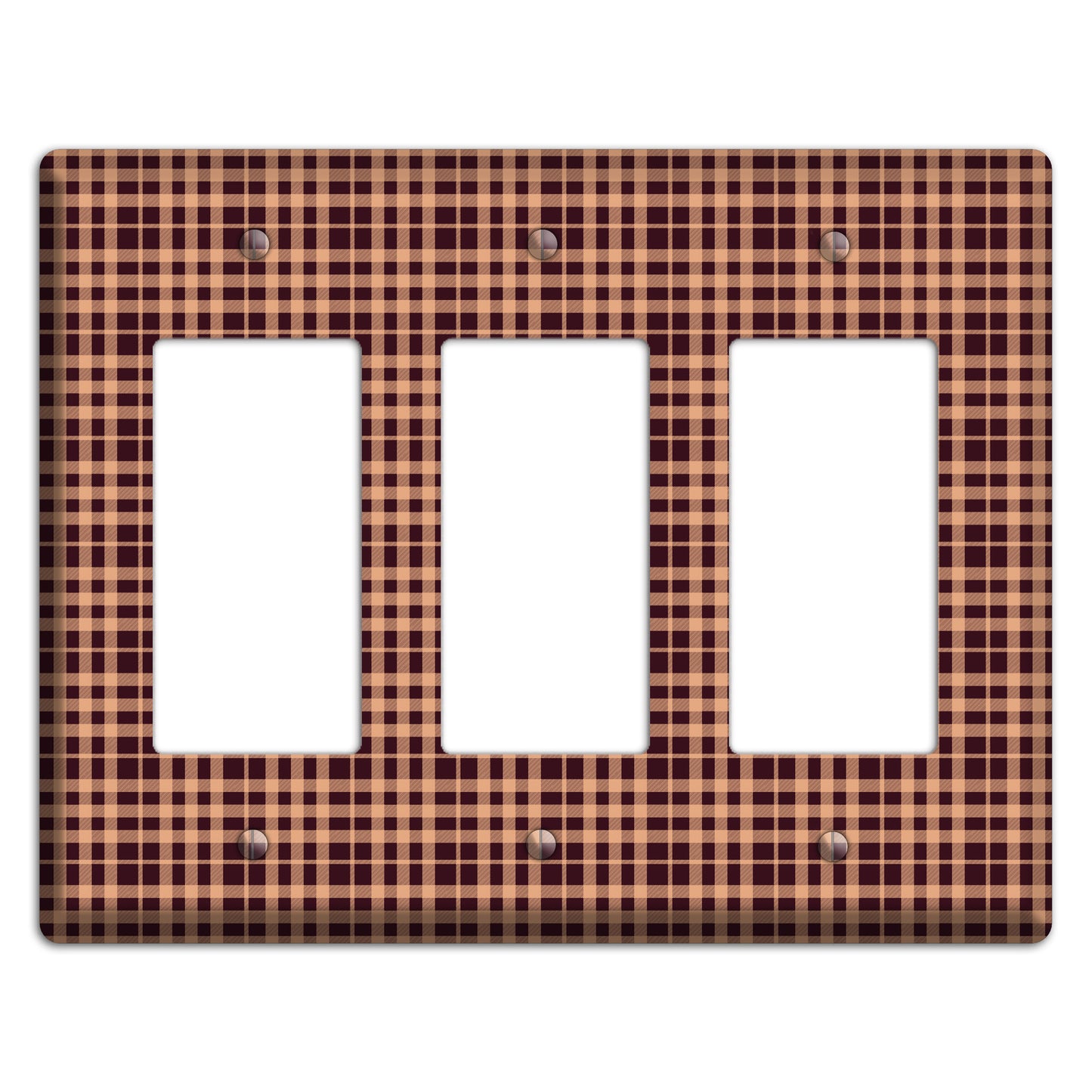 Beige and Black Plaid 3 Rocker Wallplate