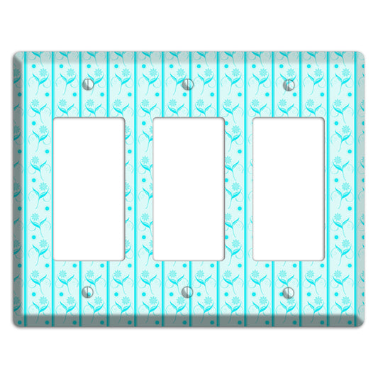 Teal Floral Pattern 3 Rocker Wallplate