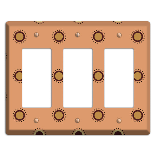 Coral with Multi Brown Suzani Dots 3 Rocker Wallplate