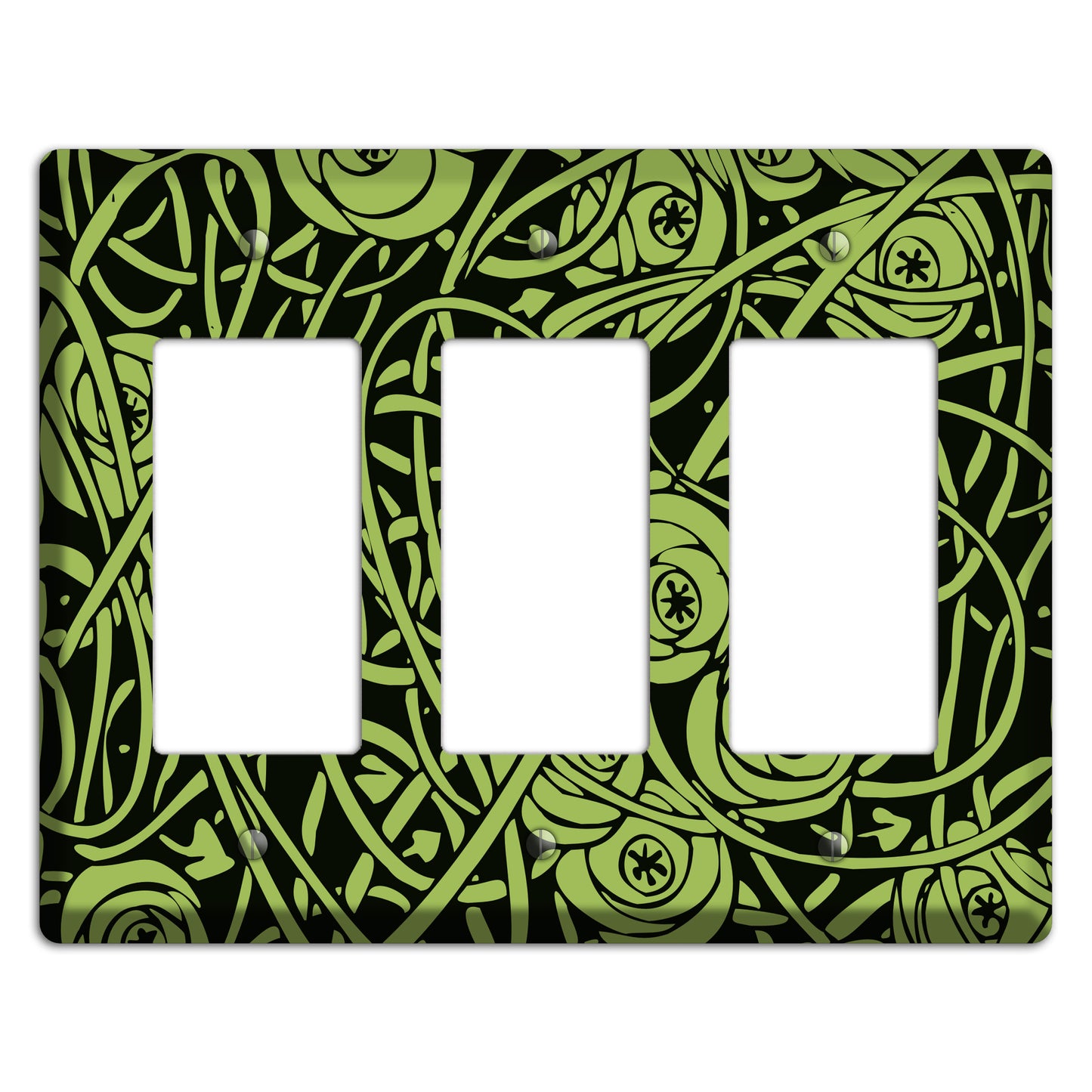 Green Deco Floral 3 Rocker Wallplate