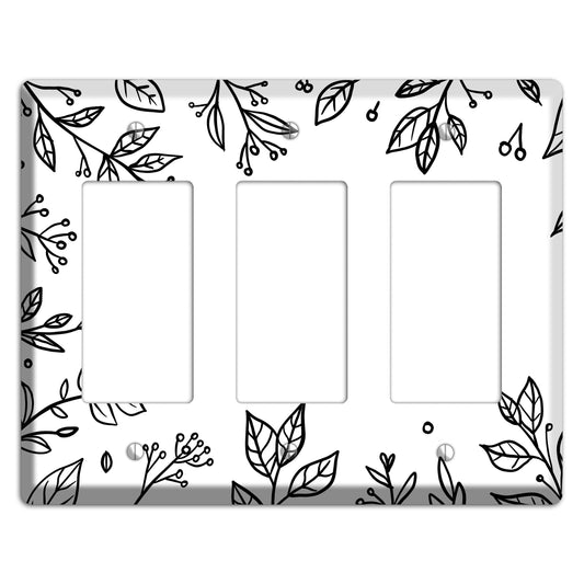 Hand-Drawn Floral 28 3 Rocker Wallplate