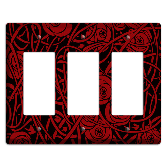 Red Deco Floral 3 Rocker Wallplate