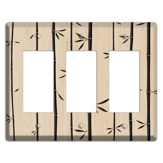 Bamboo Wood Lasered 3 Rocker Wallplate