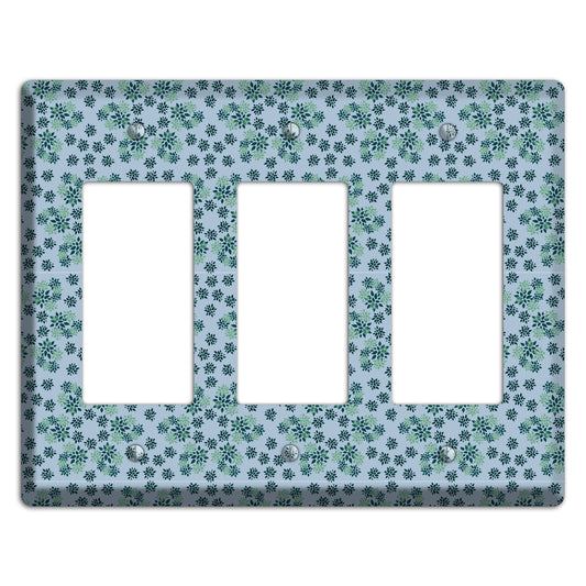 Blue with Multi Green Calico 3 Rocker Wallplate