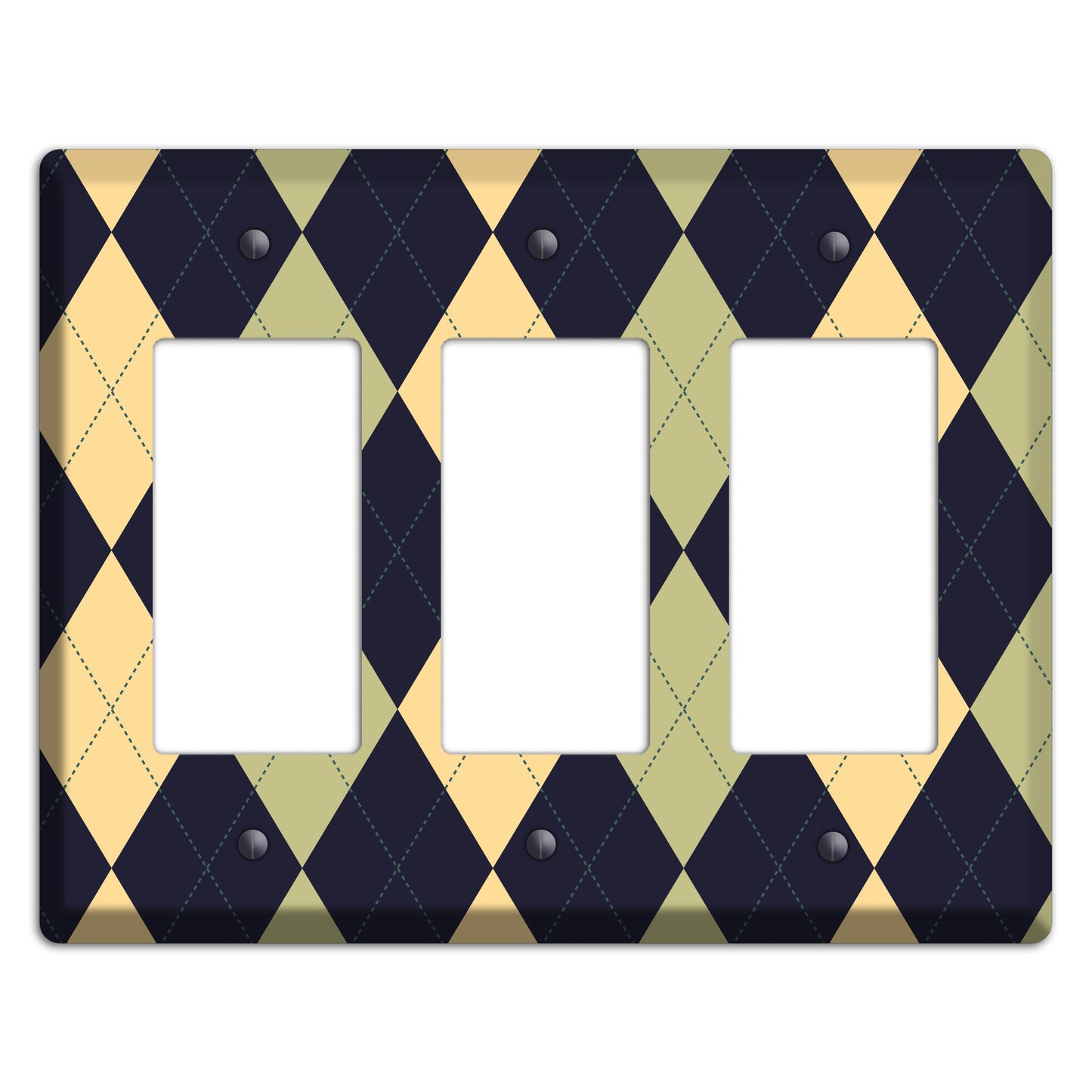 Yellow and Tan Argyle 3 Rocker Wallplate