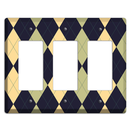 Yellow and Tan Argyle 3 Rocker Wallplate