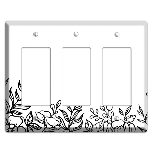 Hand-Drawn Floral 16 3 Rocker Wallplate