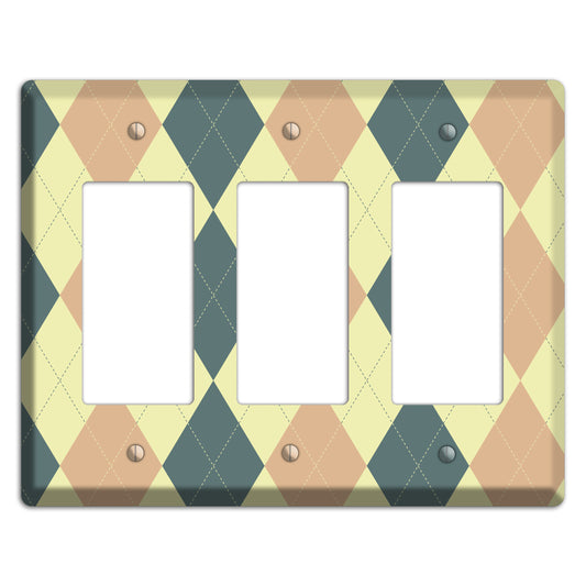 Yellow and Beige Argyle 3 Rocker Wallplate