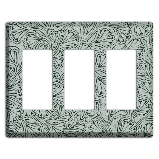 Deco Grey Interlocking Floral 3 Rocker Wallplate