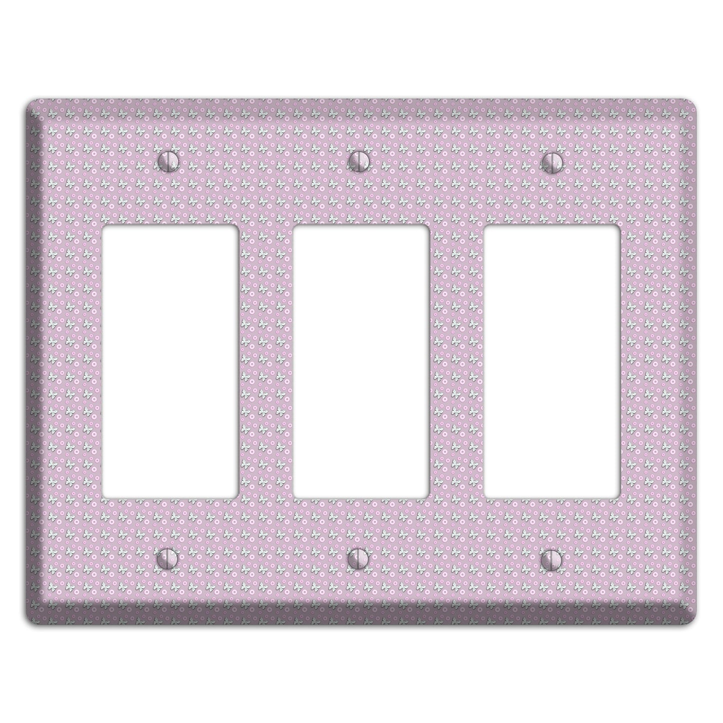 Pink with Butterflies 3 Rocker Wallplate