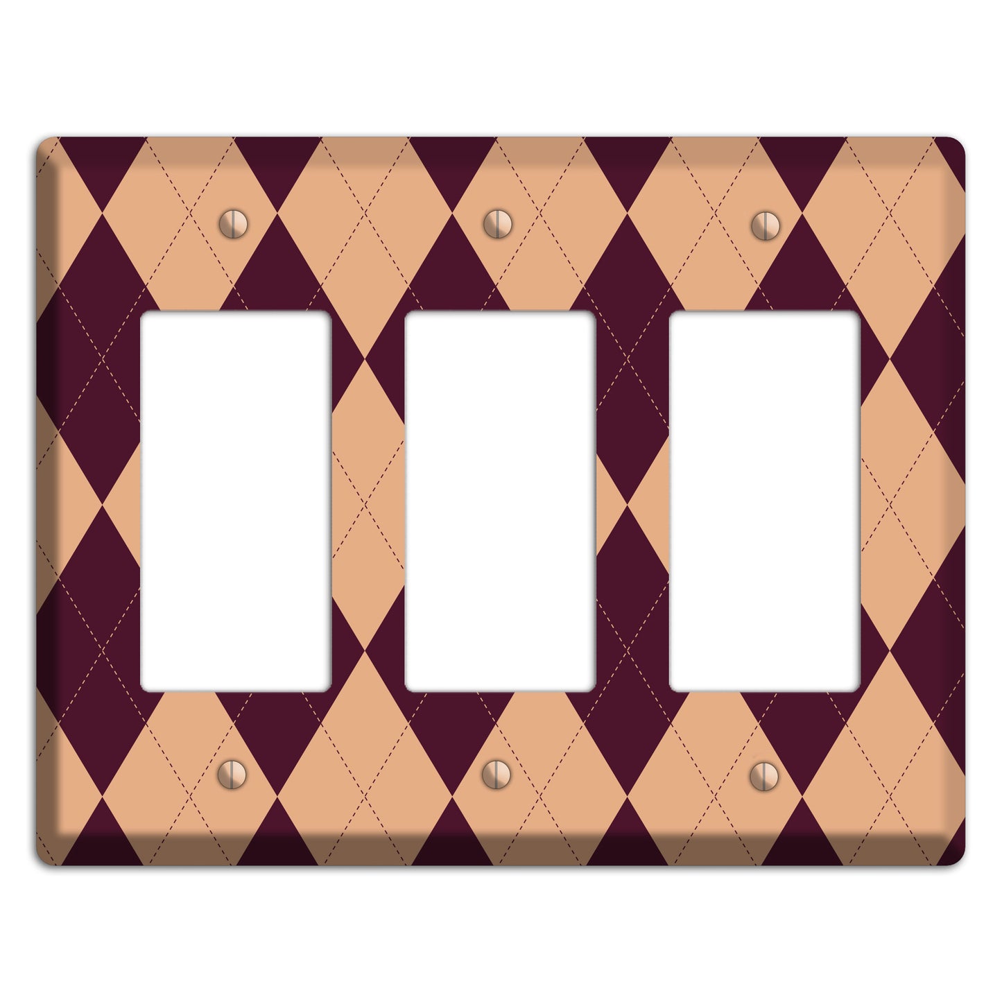 Purple and Beige Argyle 3 Rocker Wallplate