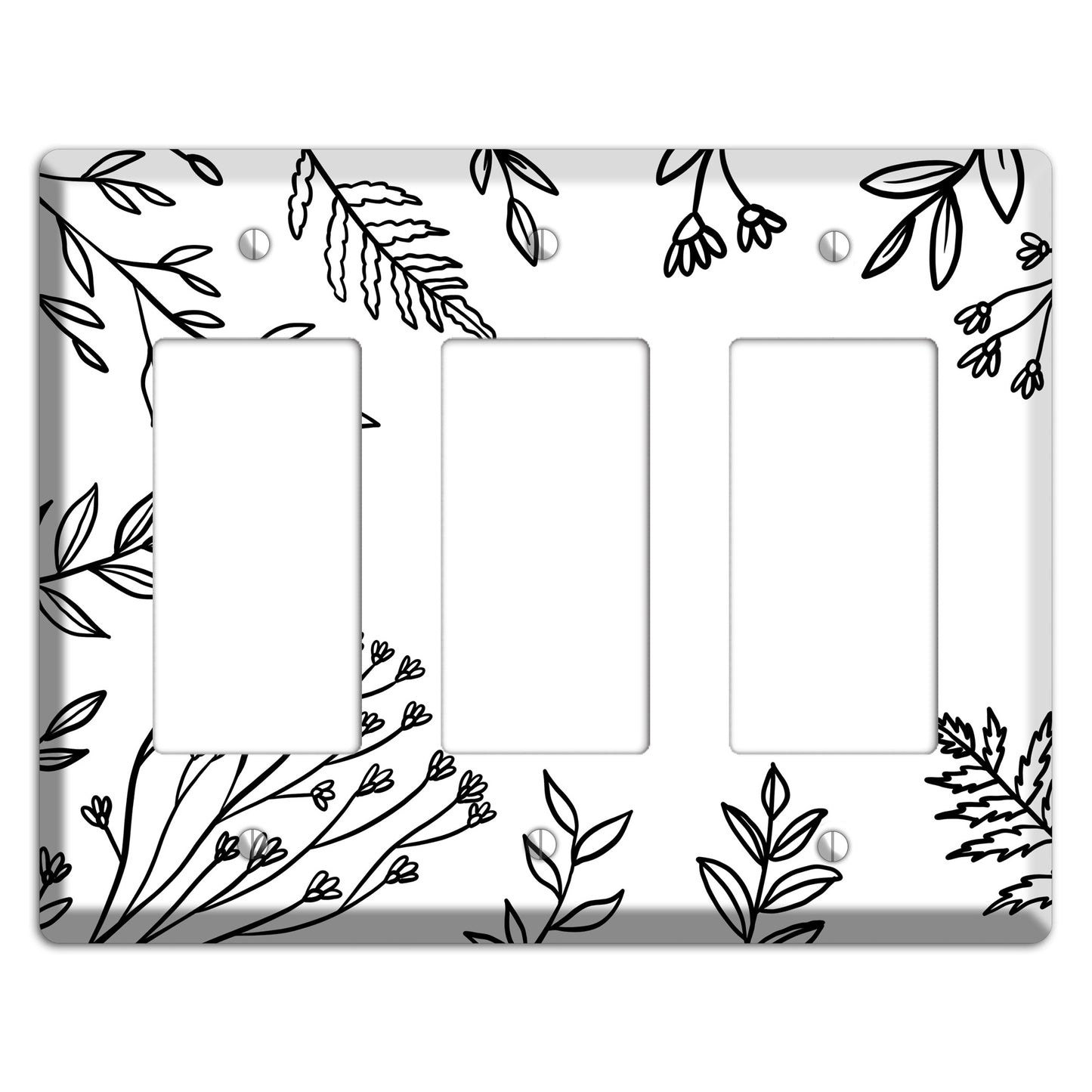 Hand-Drawn Floral 38 3 Rocker Wallplate