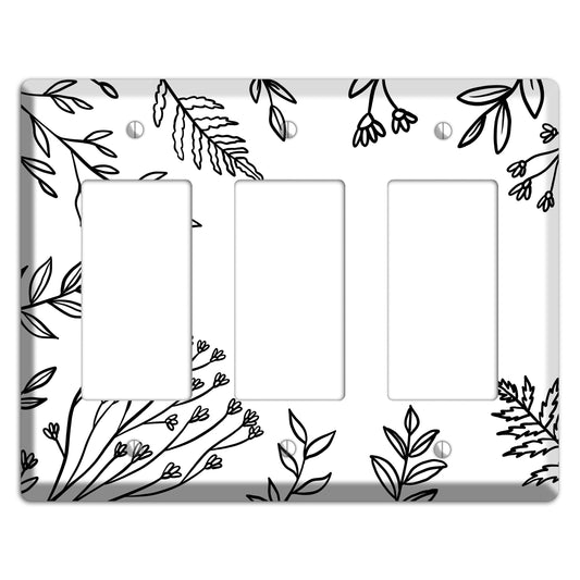 Hand-Drawn Floral 38 3 Rocker Wallplate