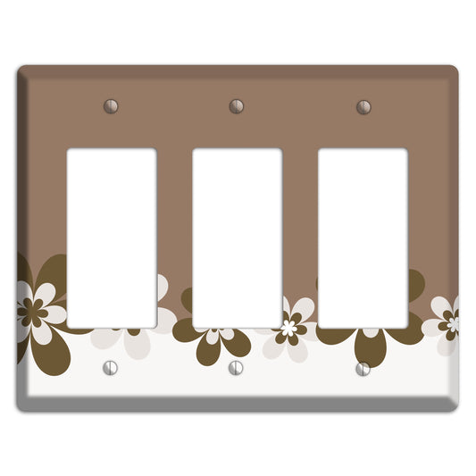 Brown Hippie Flowers 3 Rocker Wallplate