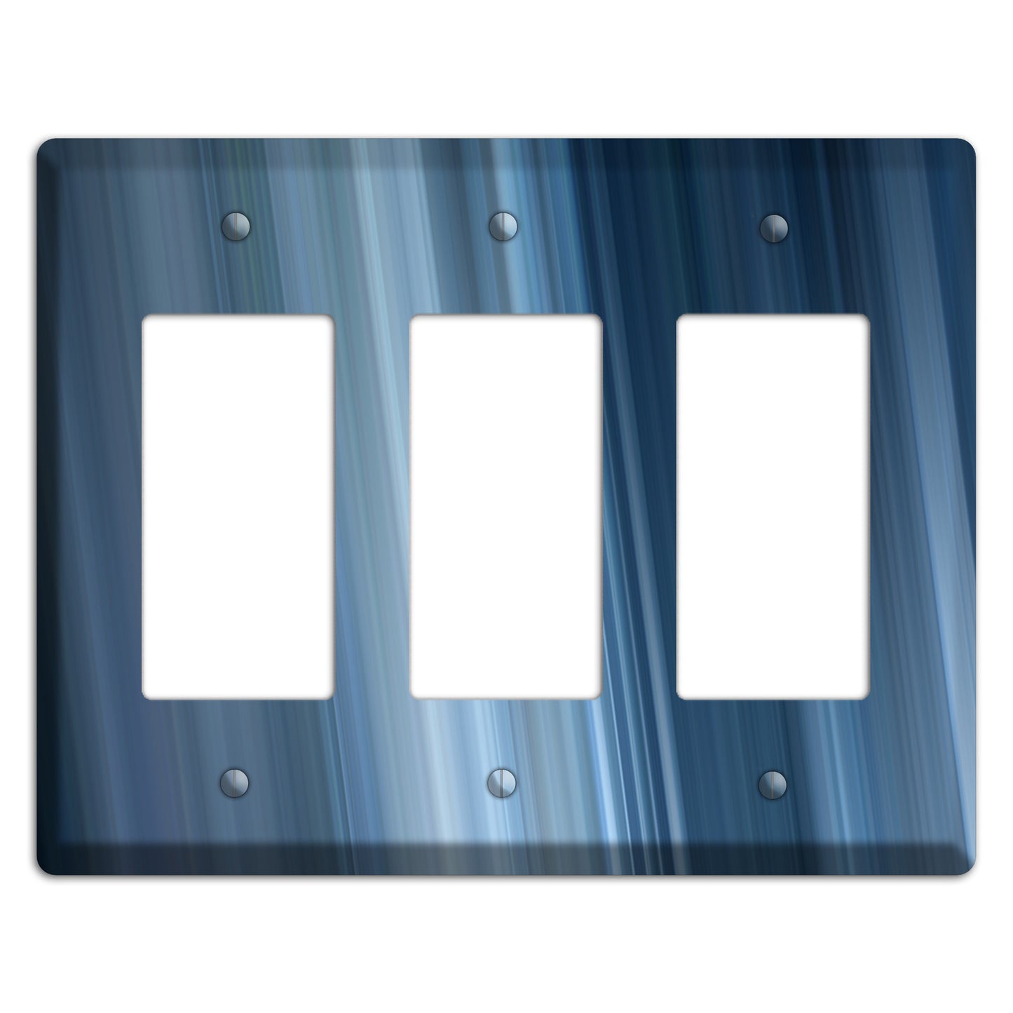 Brushed Blue Stripes 3 Rocker Wallplate