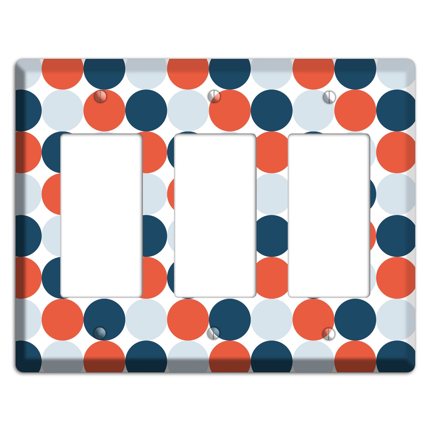 Multi Blue Red Tiled Dots 3 Rocker Wallplate