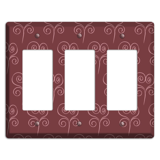 Maroon Scroll Heart 3 Rocker Wallplate