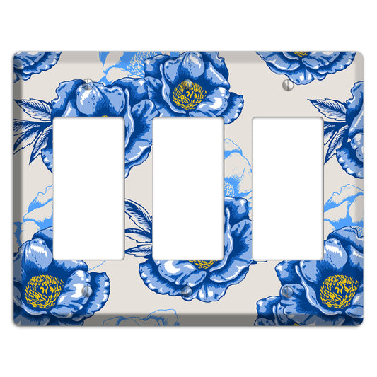 Blue Peony 3 Rocker Wallplate