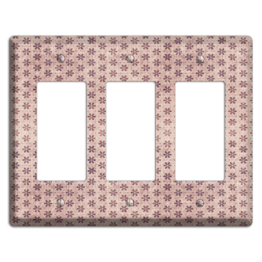 Dusty Pink Grunge Floral Contour 3 Rocker Wallplate