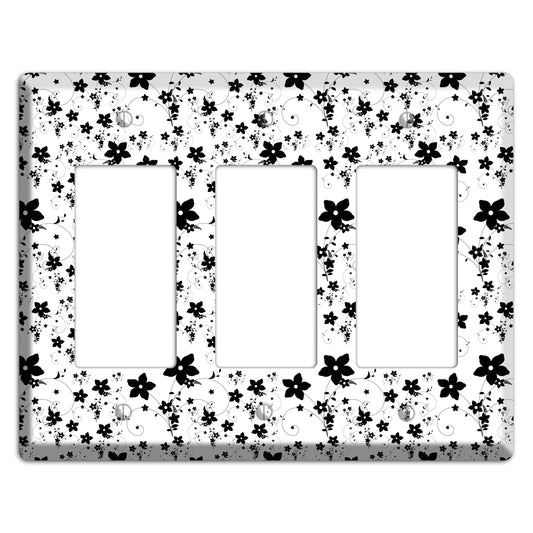 Black and White Flowers 3 Rocker Wallplate