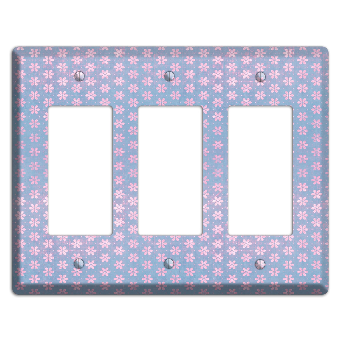 Periwinkle Grunge Floral Contour 3 Rocker Wallplate