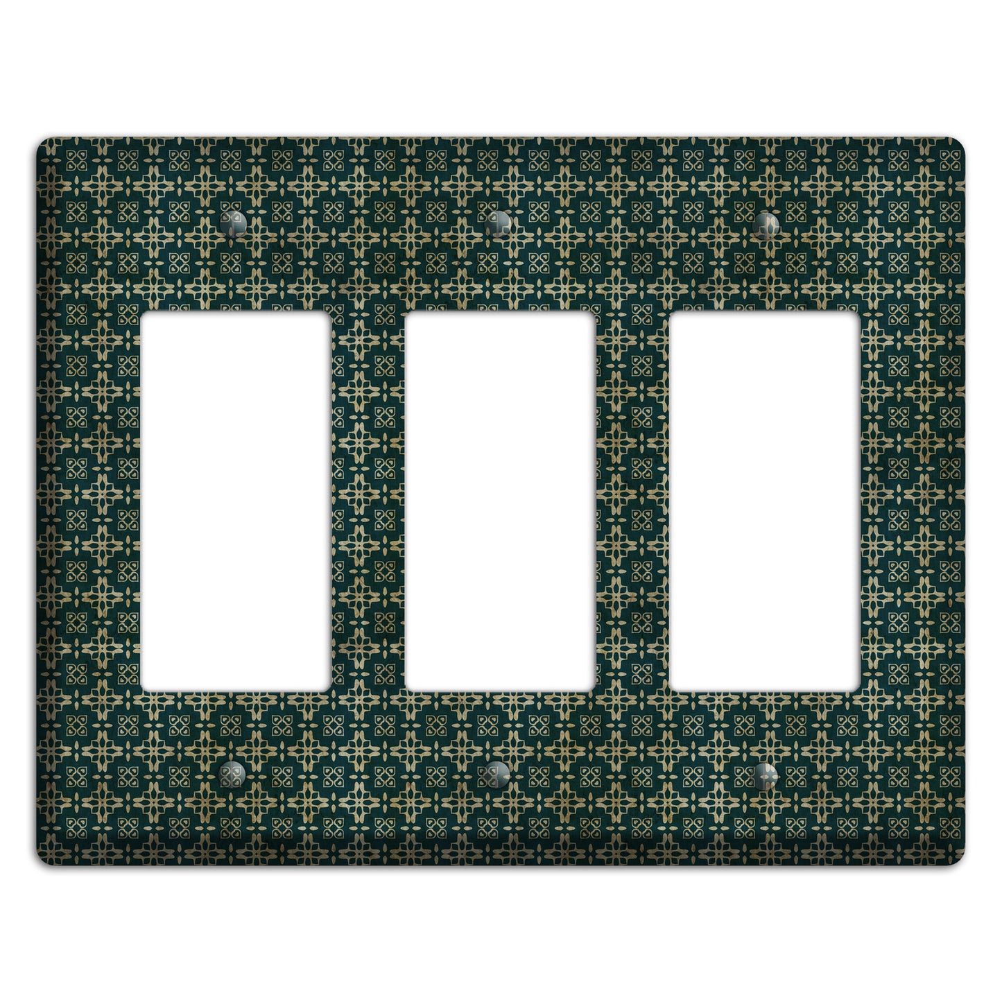 Dark Green Grunge Arabesque 3 Rocker Wallplate