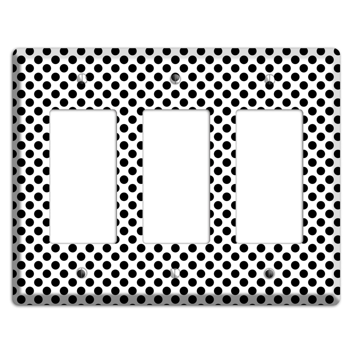 White with Black Packed Small Polka Dots 3 Rocker Wallplate