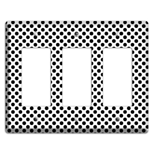 White with Black Packed Small Polka Dots 3 Rocker Wallplate