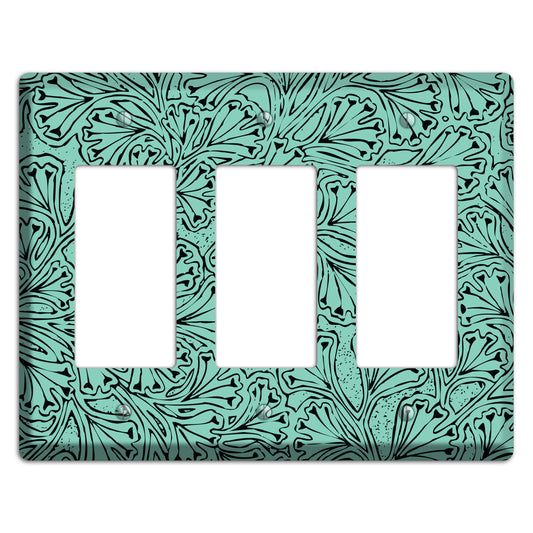 Deco Olive Interlocking Floral 3 Rocker Wallplate