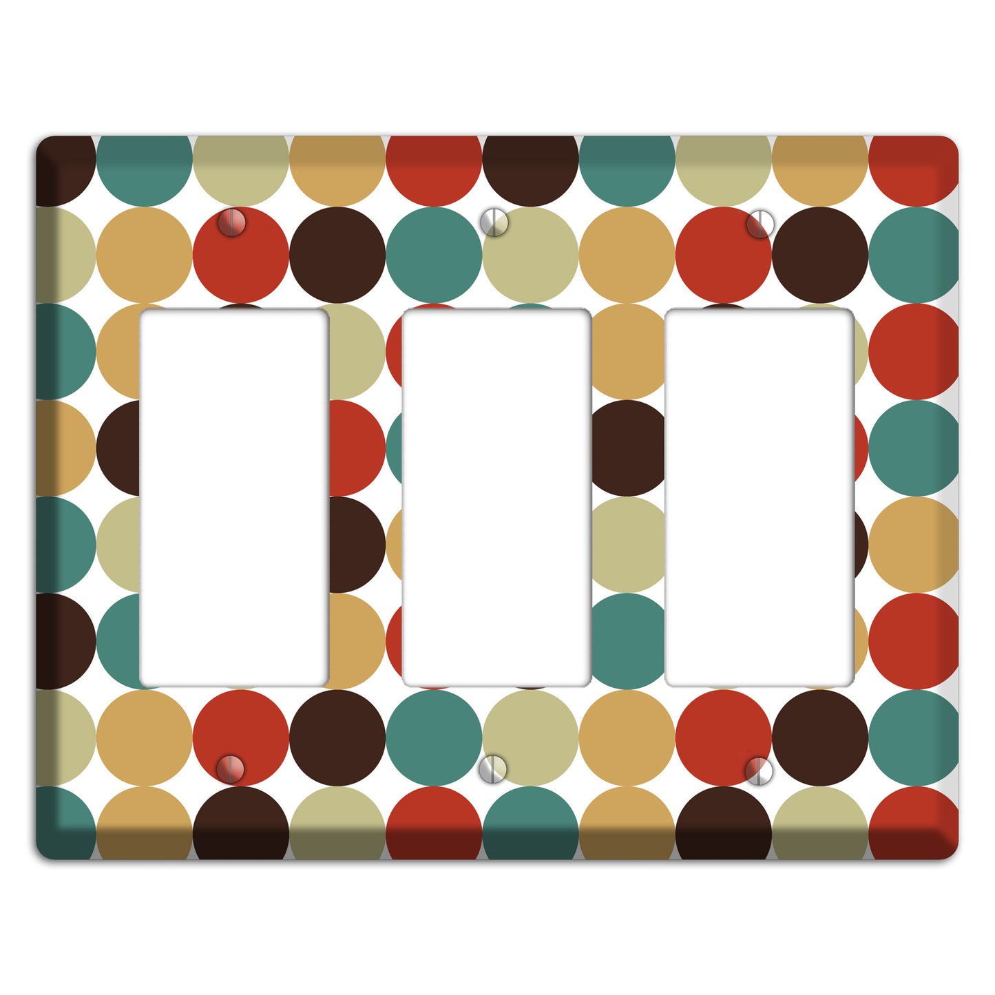 Brown Jade Beige Maroon Tiled Dots 3 Rocker Wallplate