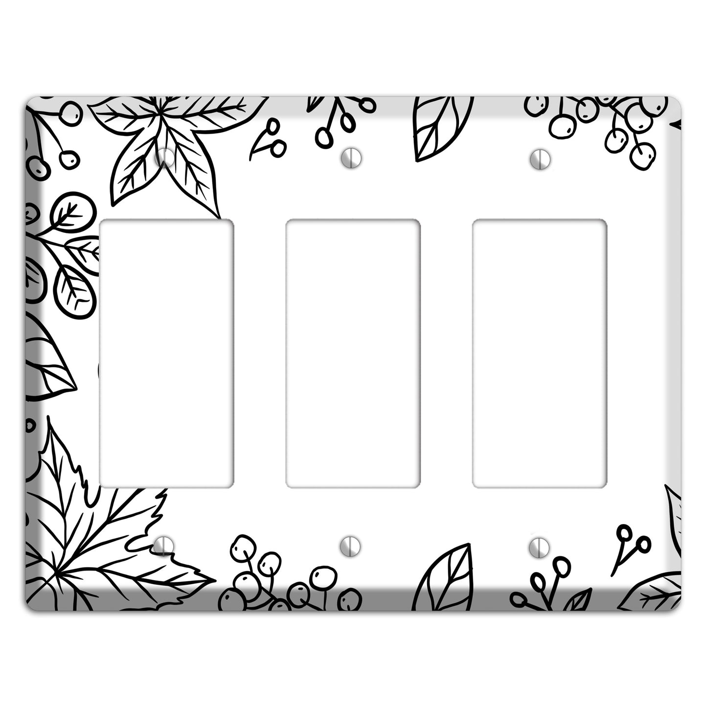 Hand-Drawn Floral 25 3 Rocker Wallplate