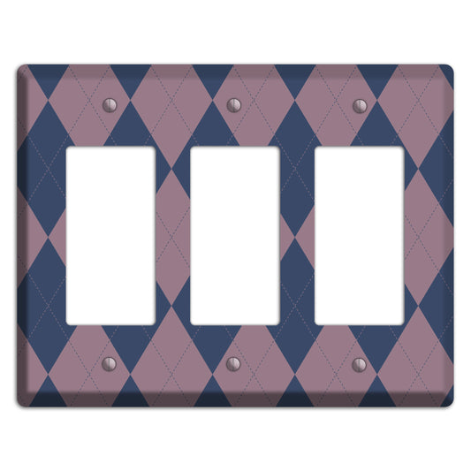 Purple Argyle 3 Rocker Wallplate