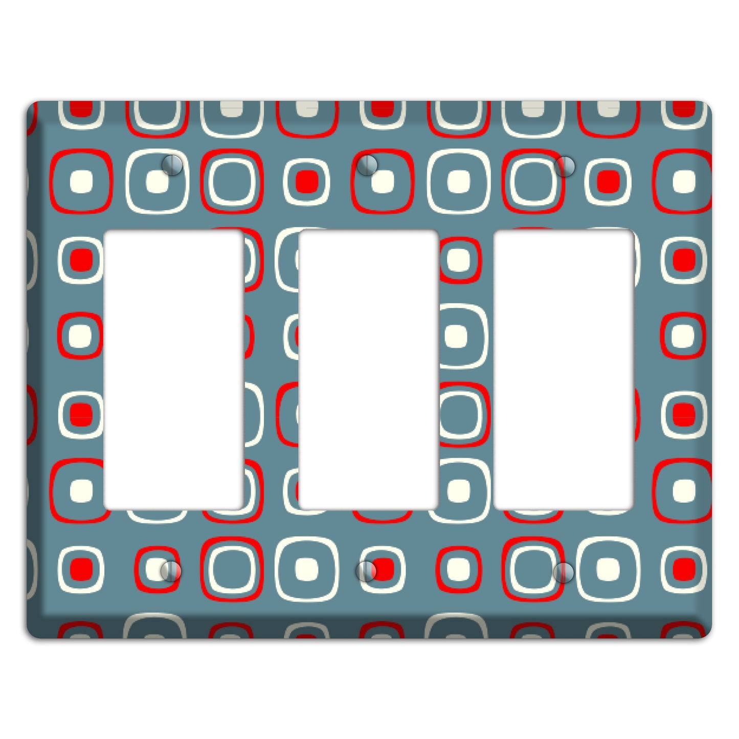 Blue and Red Rounded Squares 3 Rocker Wallplate