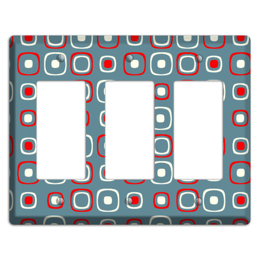 Blue and Red Rounded Squares 3 Rocker Wallplate