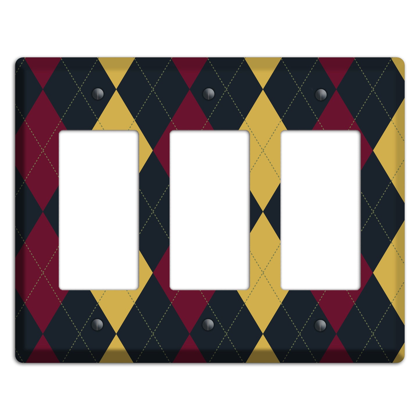 Deep Red and Yellow Argyle 3 Rocker Wallplate