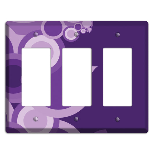 Purple Circles 3 Rocker Wallplate