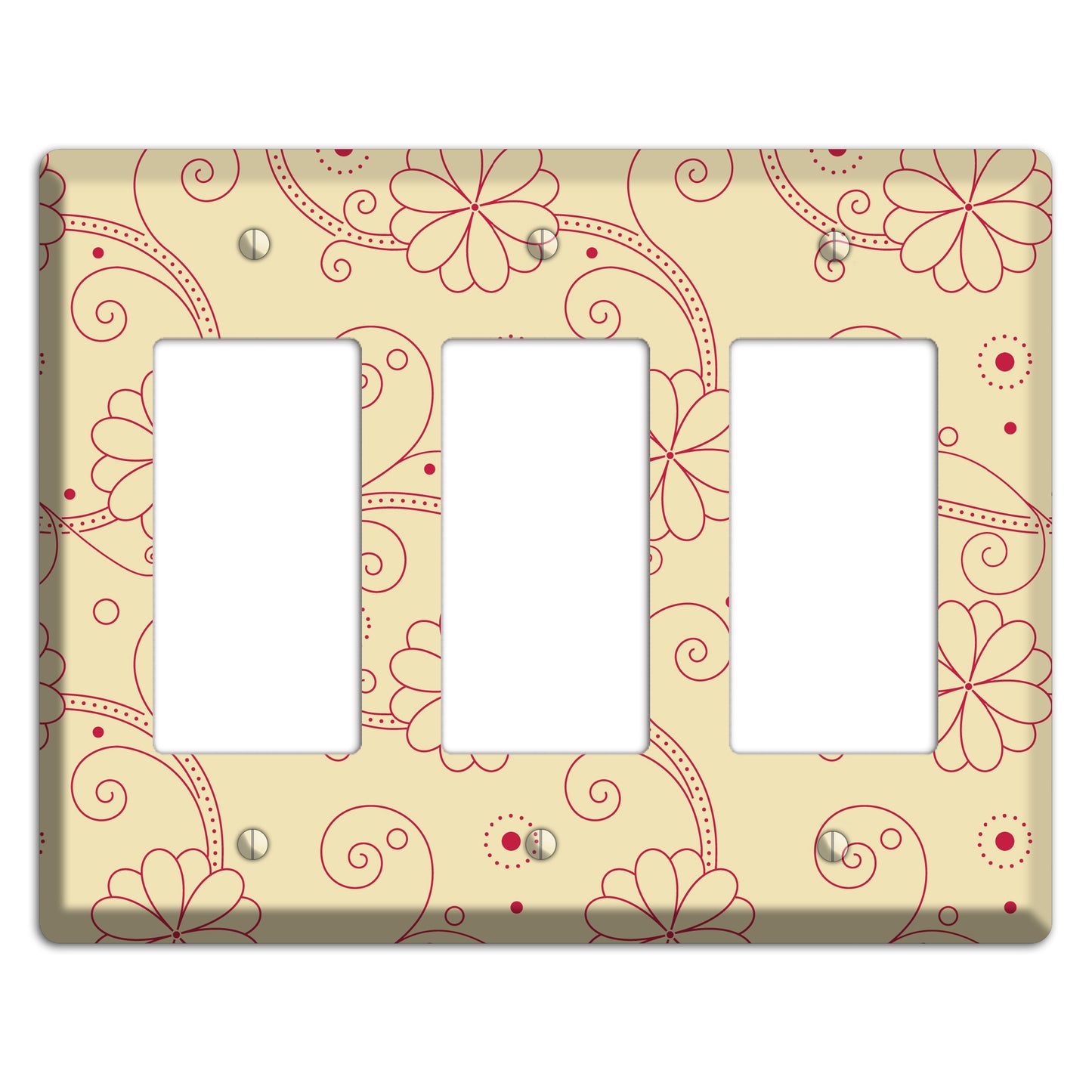 Off White Floral Swirl 3 Rocker Wallplate