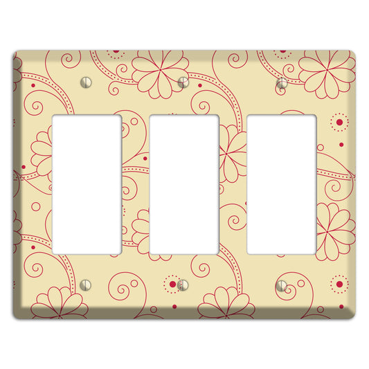 Off White Floral Swirl 3 Rocker Wallplate