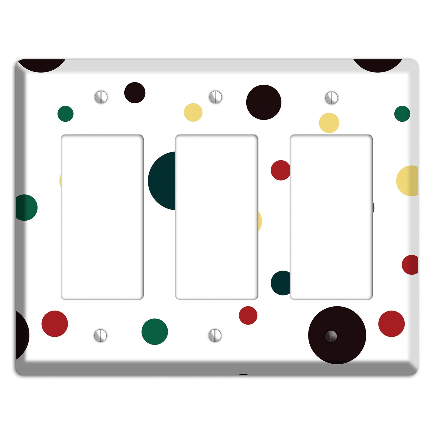 White with Multi Color Medium Dots 2 3 Rocker Wallplate