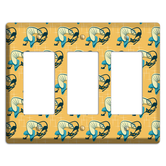 Yellow Kitties 3 Rocker Wallplate