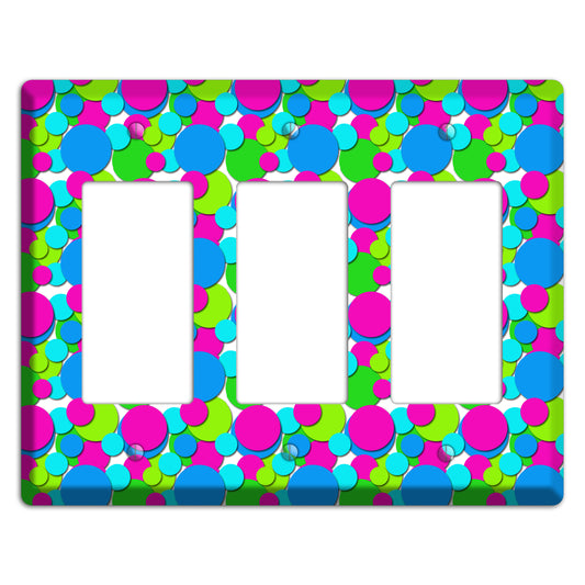 Fuschia Lime Blue Bubble Dots 3 Rocker Wallplate