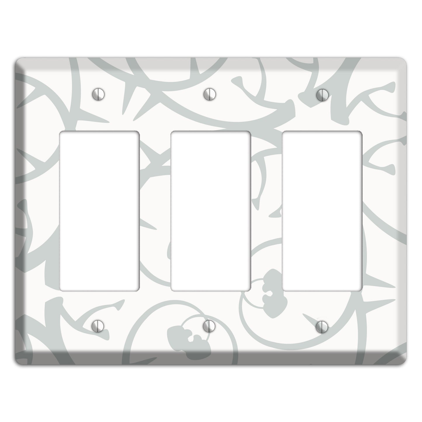 White with Grey Abstract Swirl 3 Rocker Wallplate